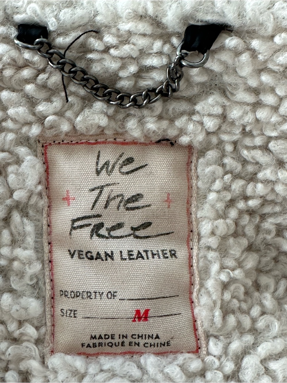 We The Free Kaja Vegan Black Faux Leather Bomber Jacket with Cream Sherpa - Picture 7 of 8